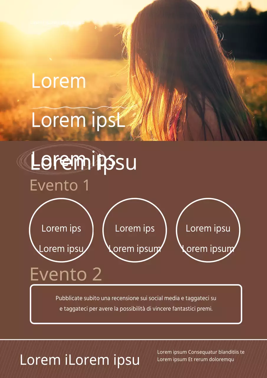 Promuovere un evento in salone con una foto marrone ed emozionale di una donna