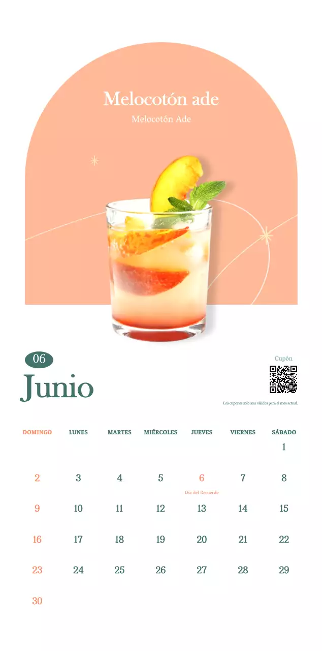 Calendario de cafés con recomendaciones de bebidas del mes