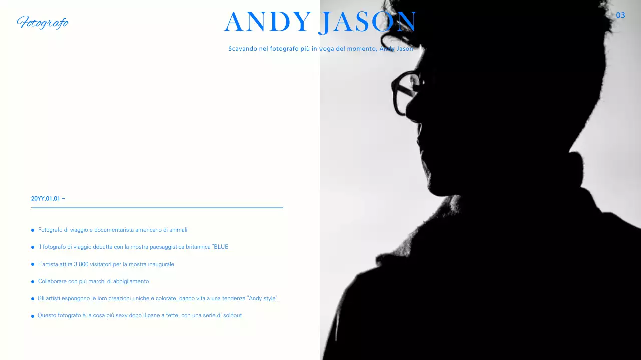 Ritratto di tendenza in blu, bianco e nero