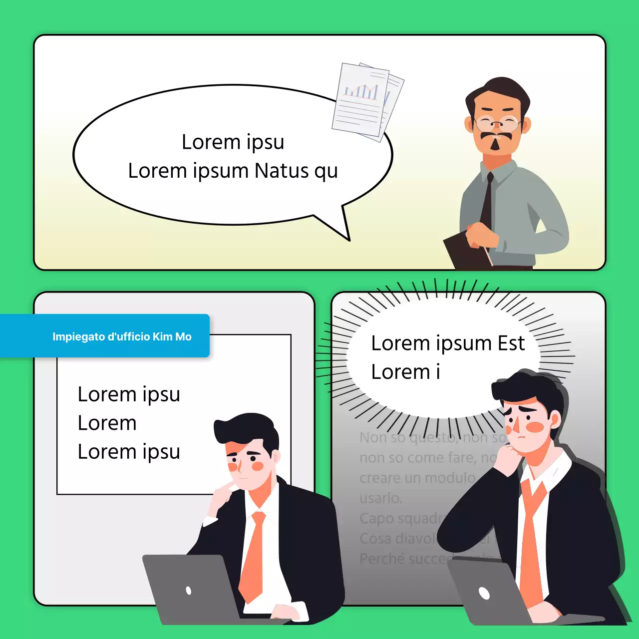 Semplice annuncio di marketing promozionale pre-canale in verde e blu