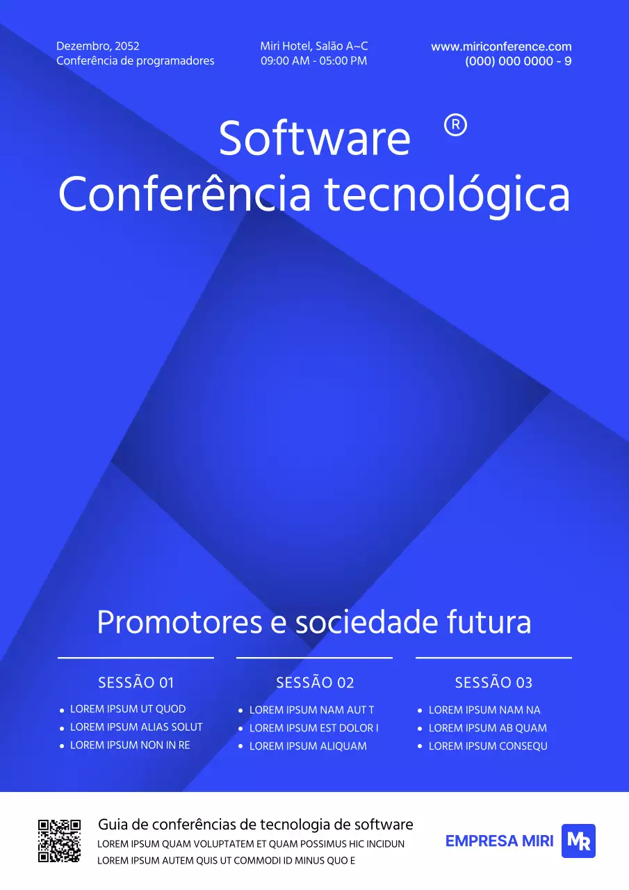 Conferência de software Gradient em azul e branco