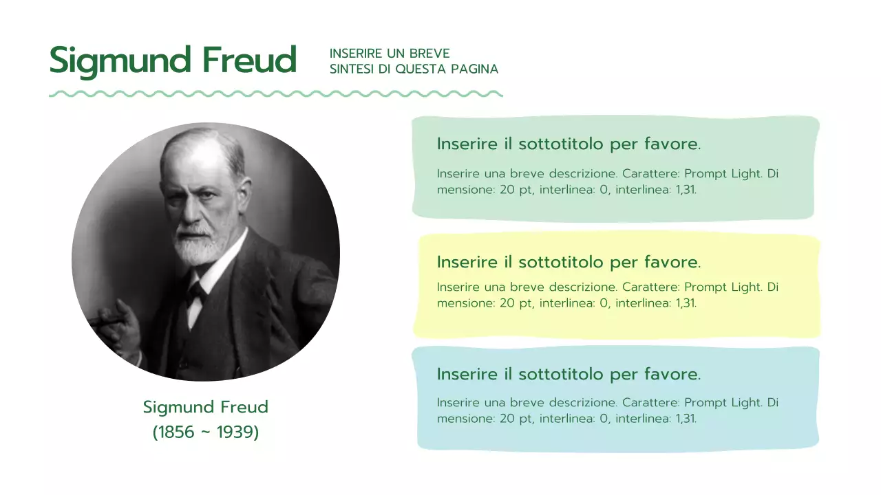Una presentazione verde fresca e arrotondata della psicologia