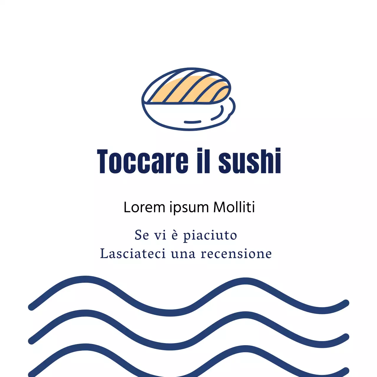 Illustrazione blu semplice ristorante sushi etichetta