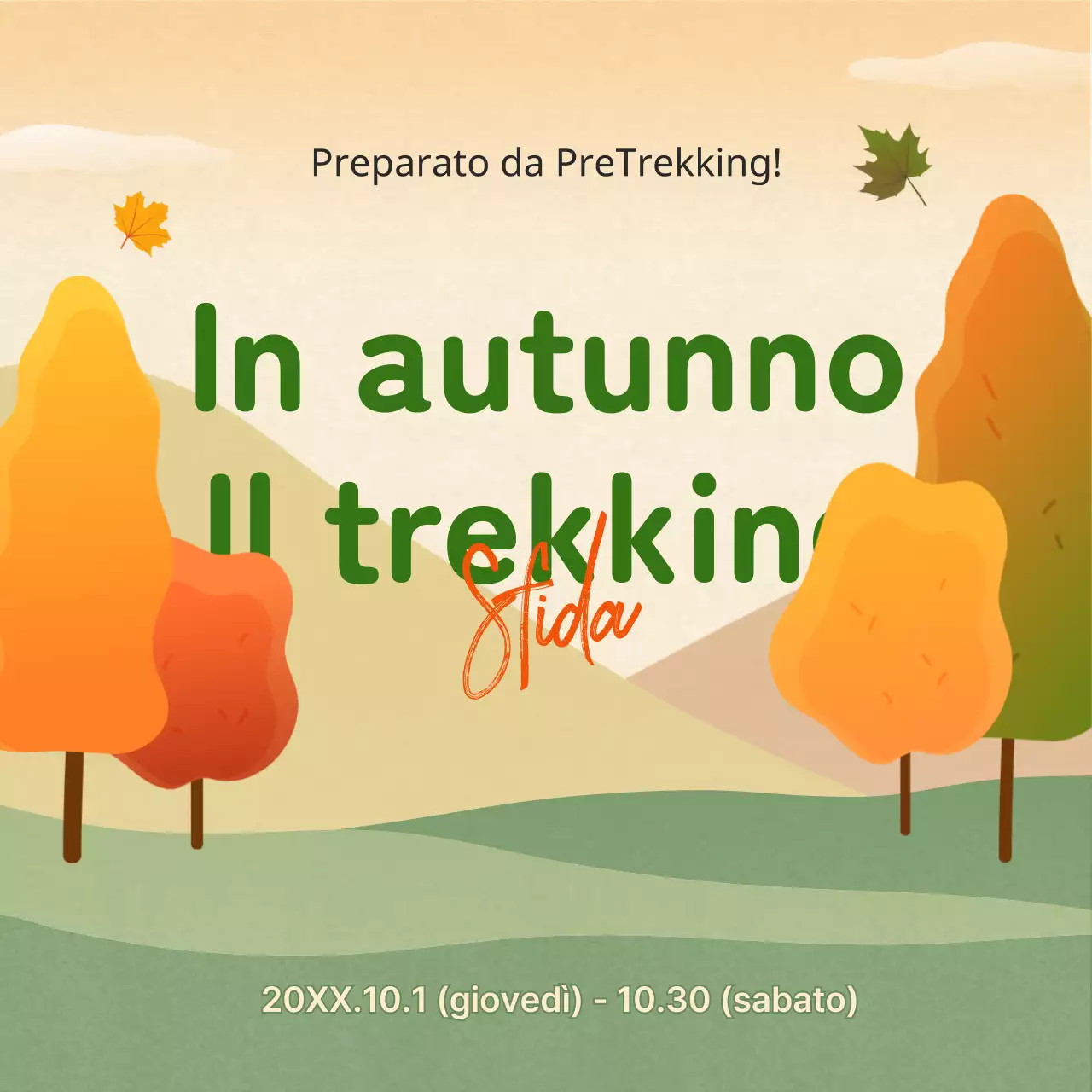 Giallo Arancione Verde Autunno Trekking Challenge Guida