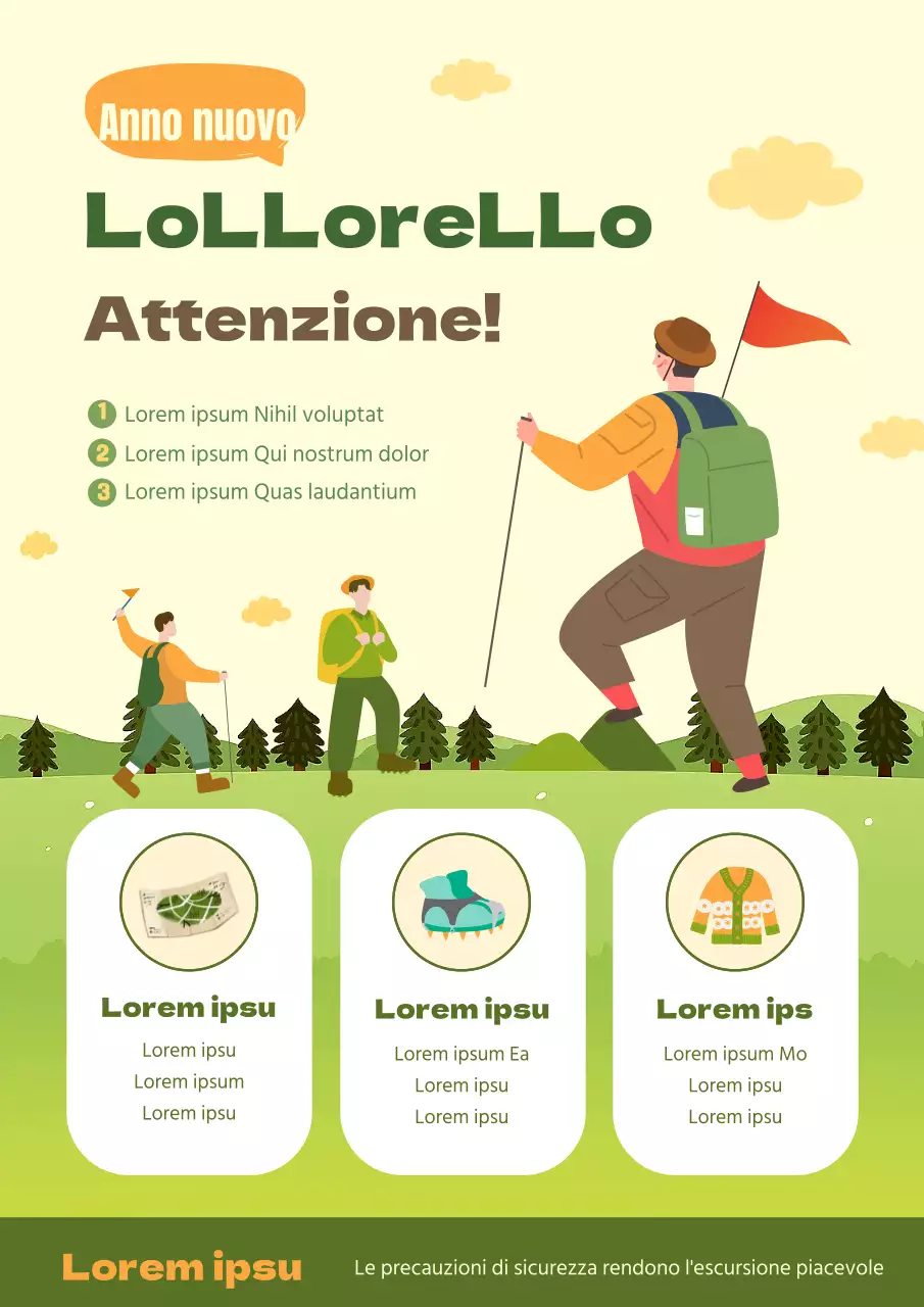 Webposter da alpinismo verde lime e giallo