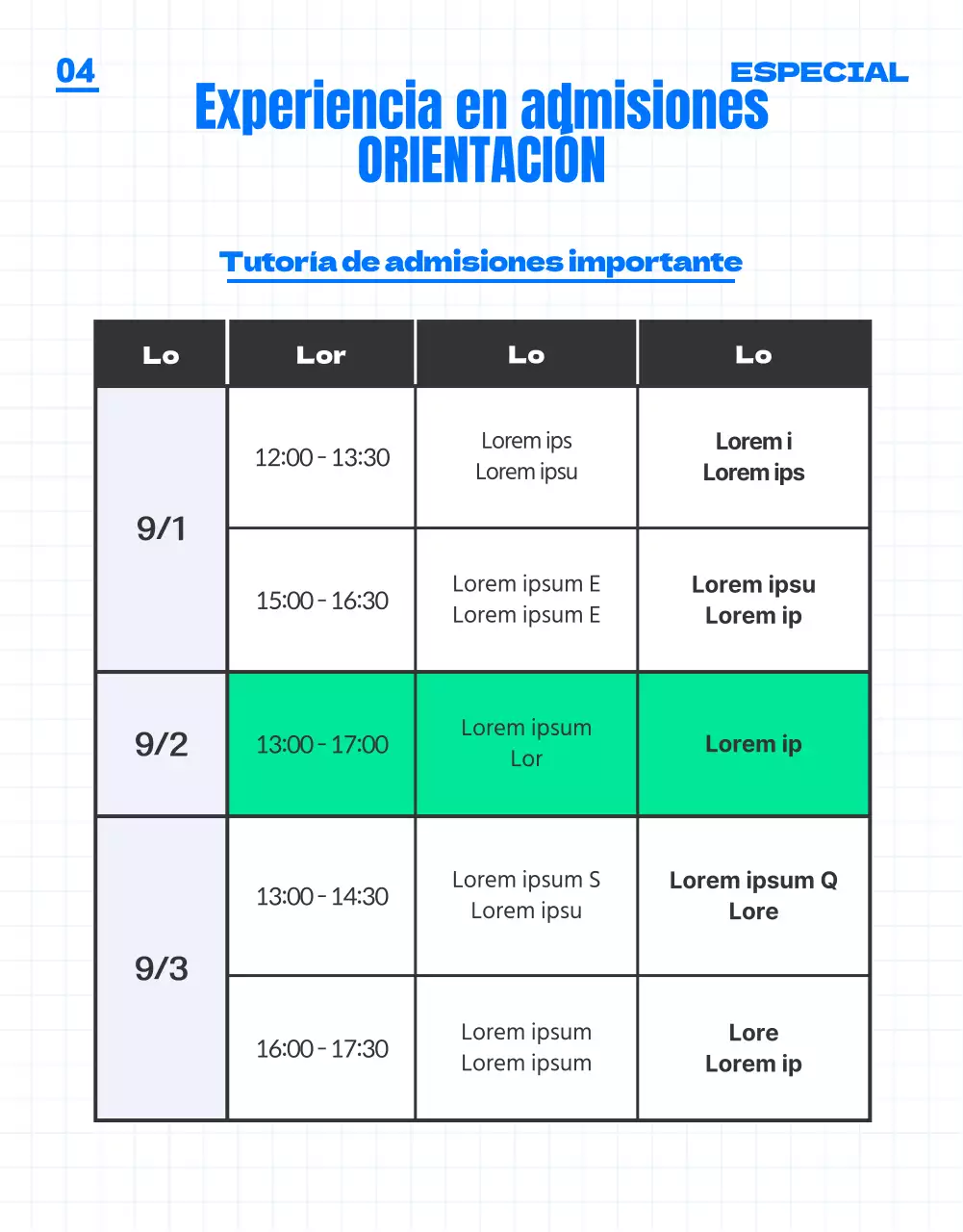 Una feria de acceso a la universidad de color azul, moderna y joven (página de detalles)