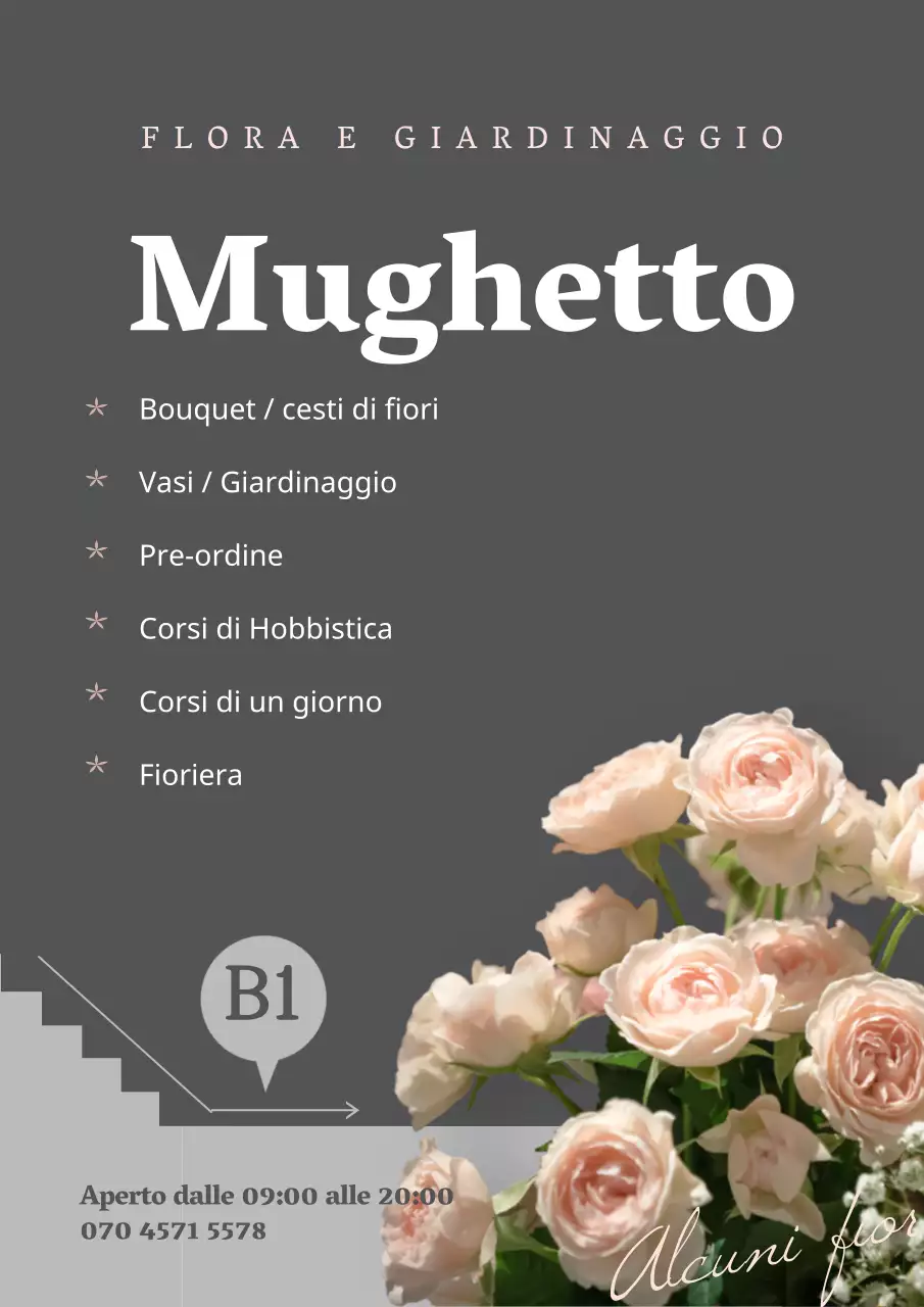 Poster di localizzazione del menu del negozio di fiori
