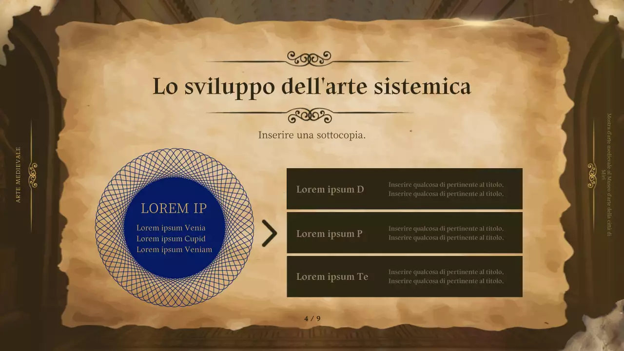 Arte medievale incorniciata in marrone per un look di classe nei materiali promozionali