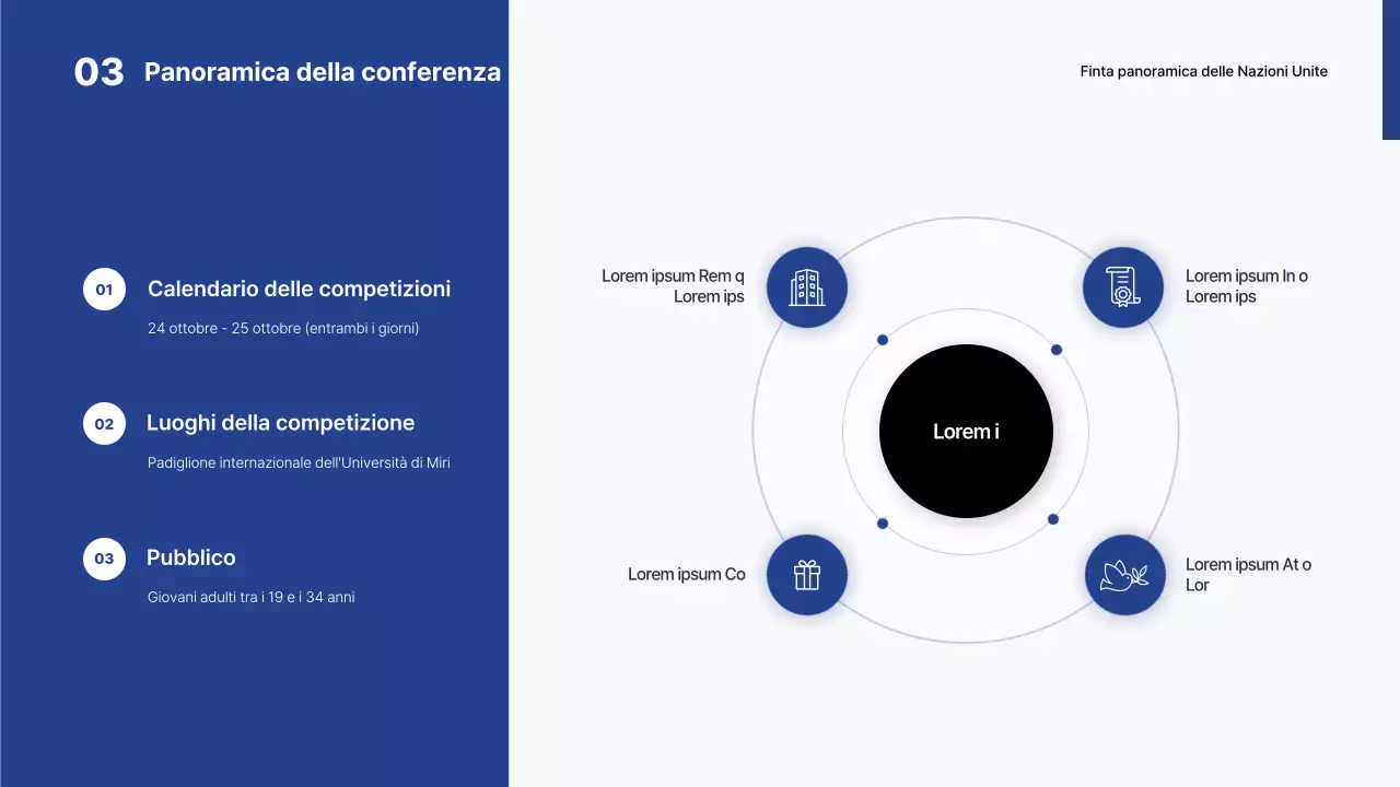 Presentazione di un concorso universitario semplice, bianco e blu
