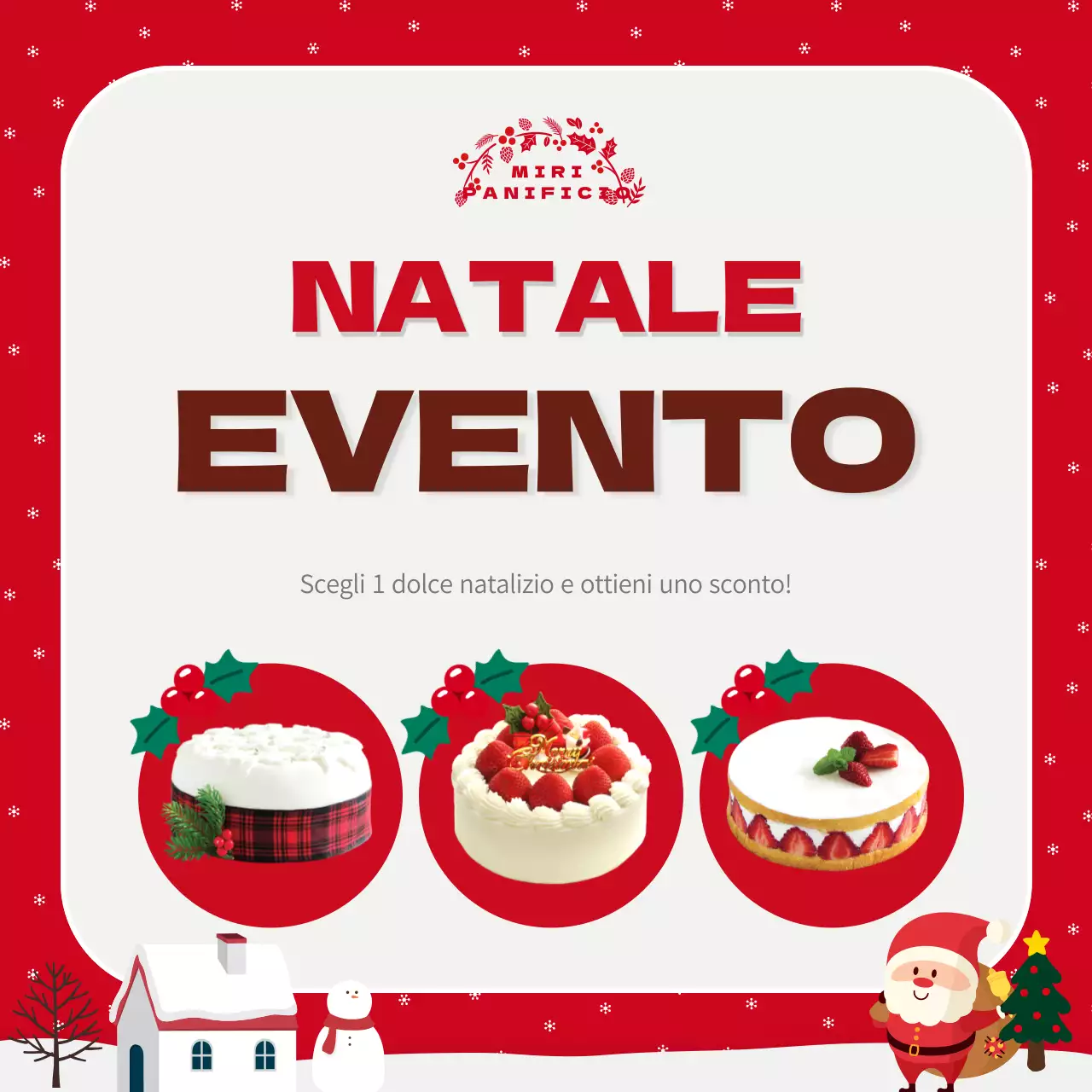 Striscione rosso e verde per la vendita di dolci natalizi