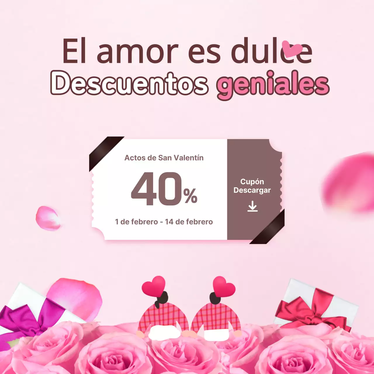 Eventos de San Valentín con un tema romántico rosa