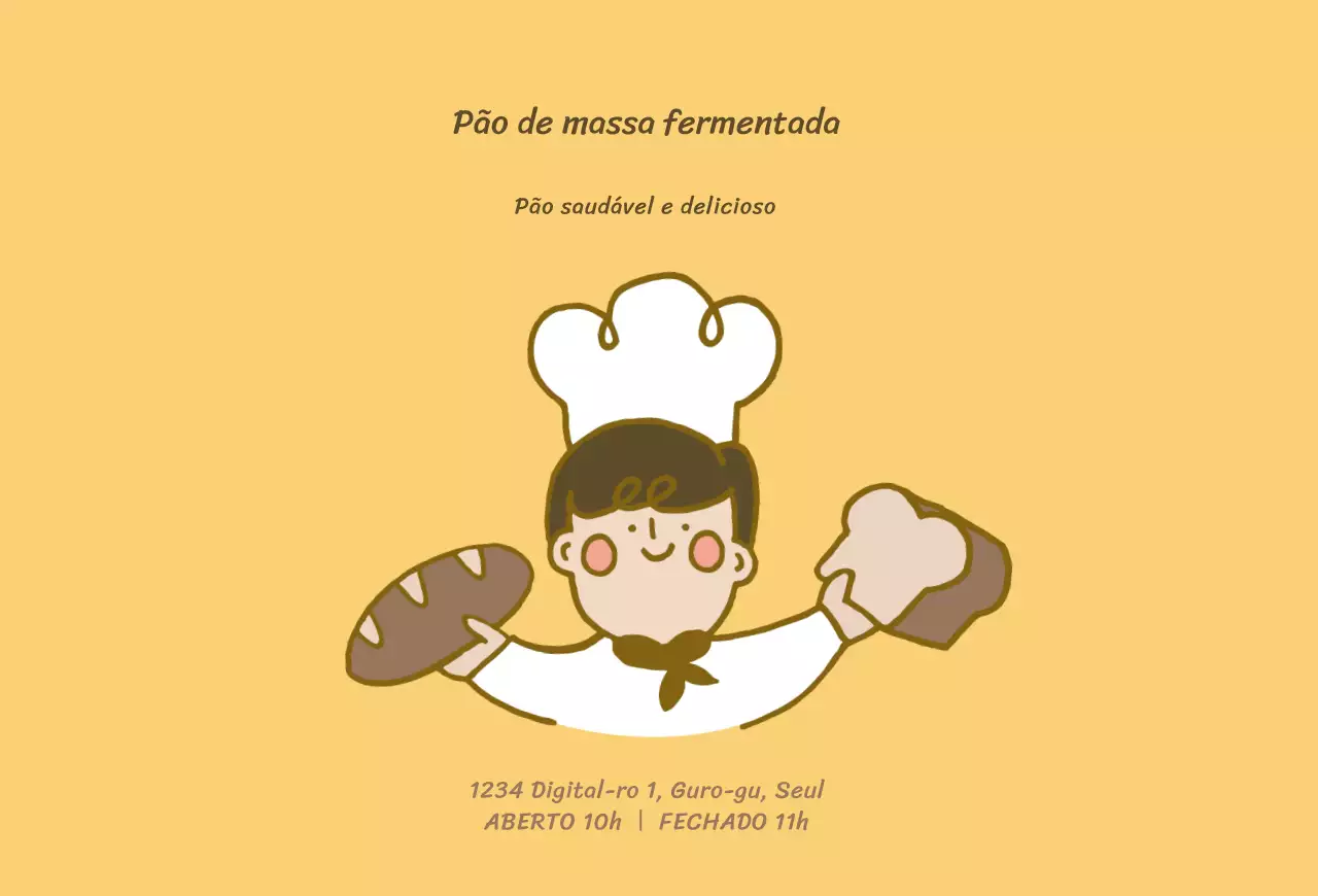 Amarelo Fofo ChefCaracterística Padaria CartãoPostal