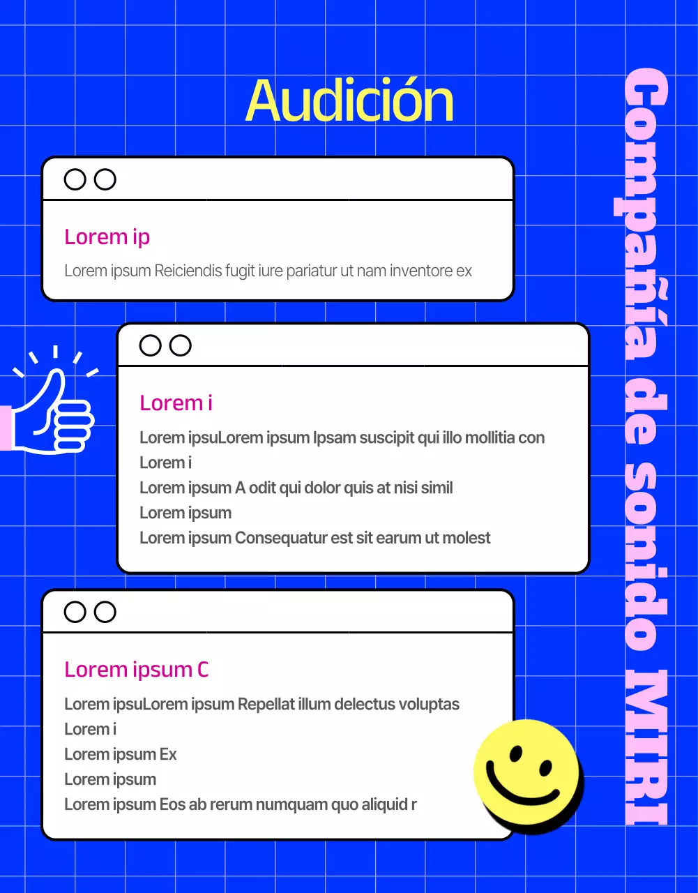 Audiciones abiertas de bandas con color sobre fondo negro