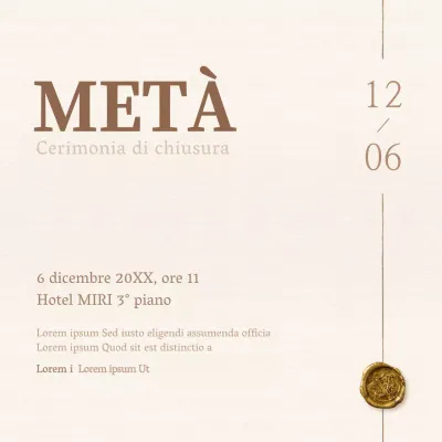 Invito alla cerimonia di chiusura in avorio e marrone