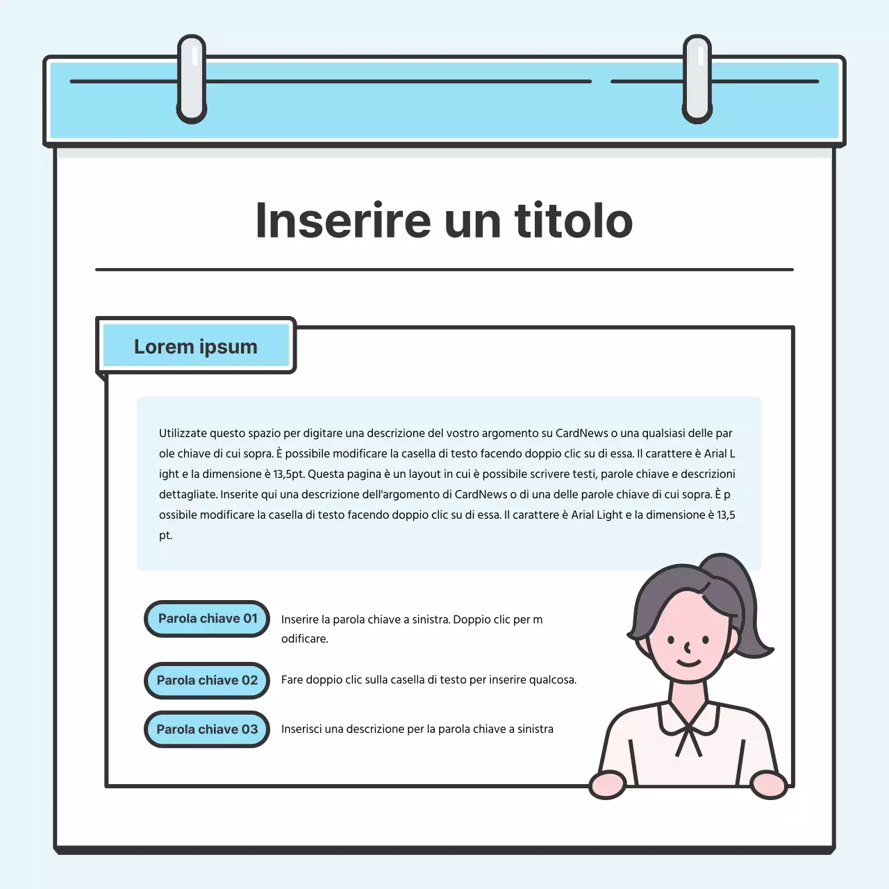 Nota azzurra Concept Biglietto ordinato con simpatiche illustrazioniNews