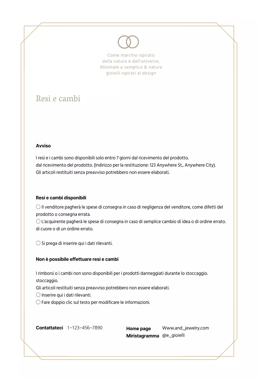 Cartolina guida all'acquisto di gioielli di lusso beige