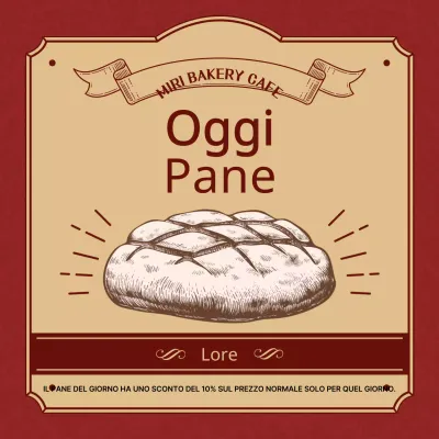 Menu Pane del giorno in rosso e beige con un concept vintage