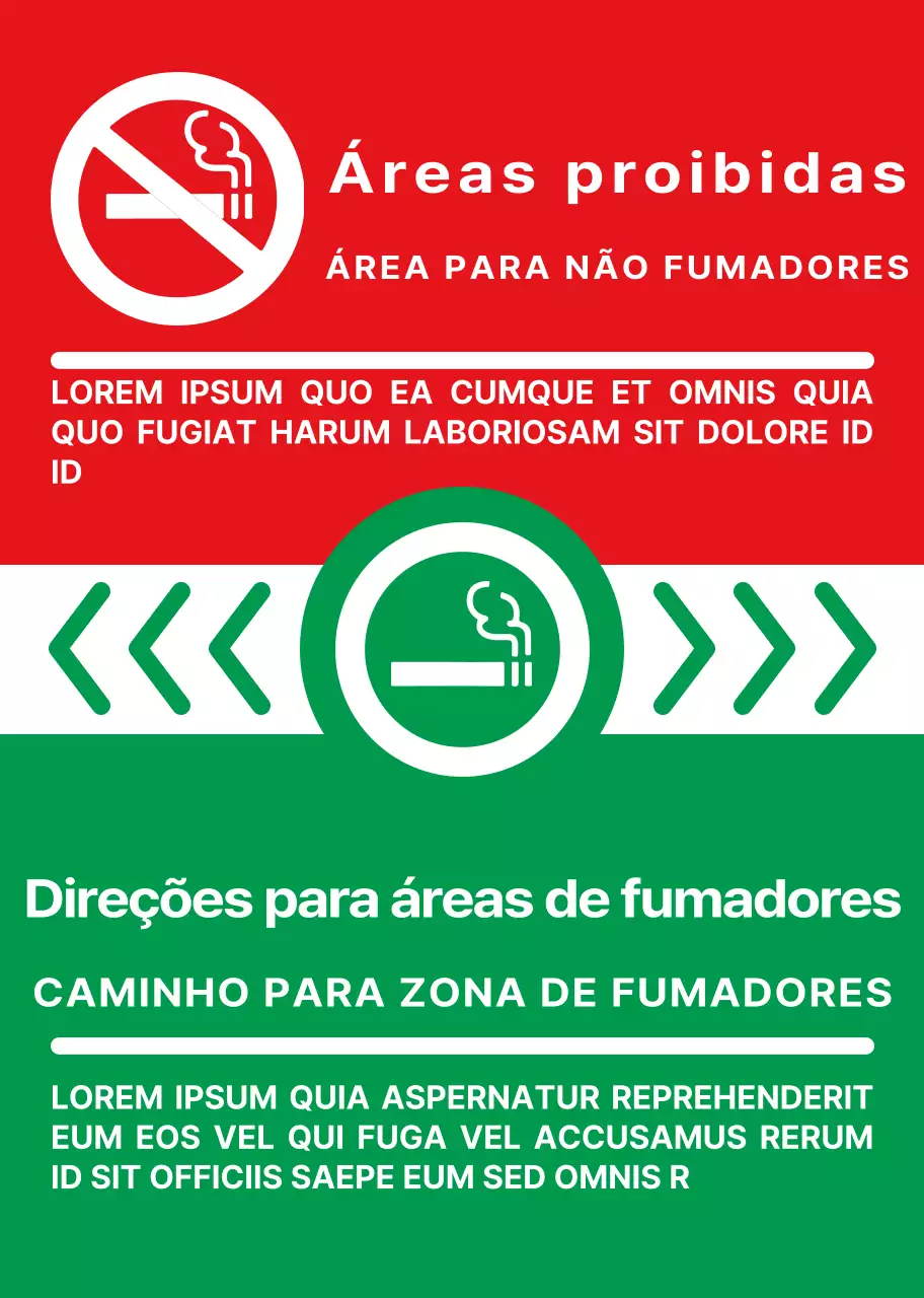 Ícone de cigarro simples e limpo e combinação de texto em verde e vermelho Estilo de apresentação Direcções