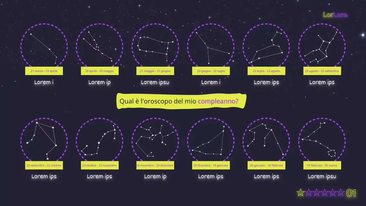 Materiale didattico mistico giallo neon e viola