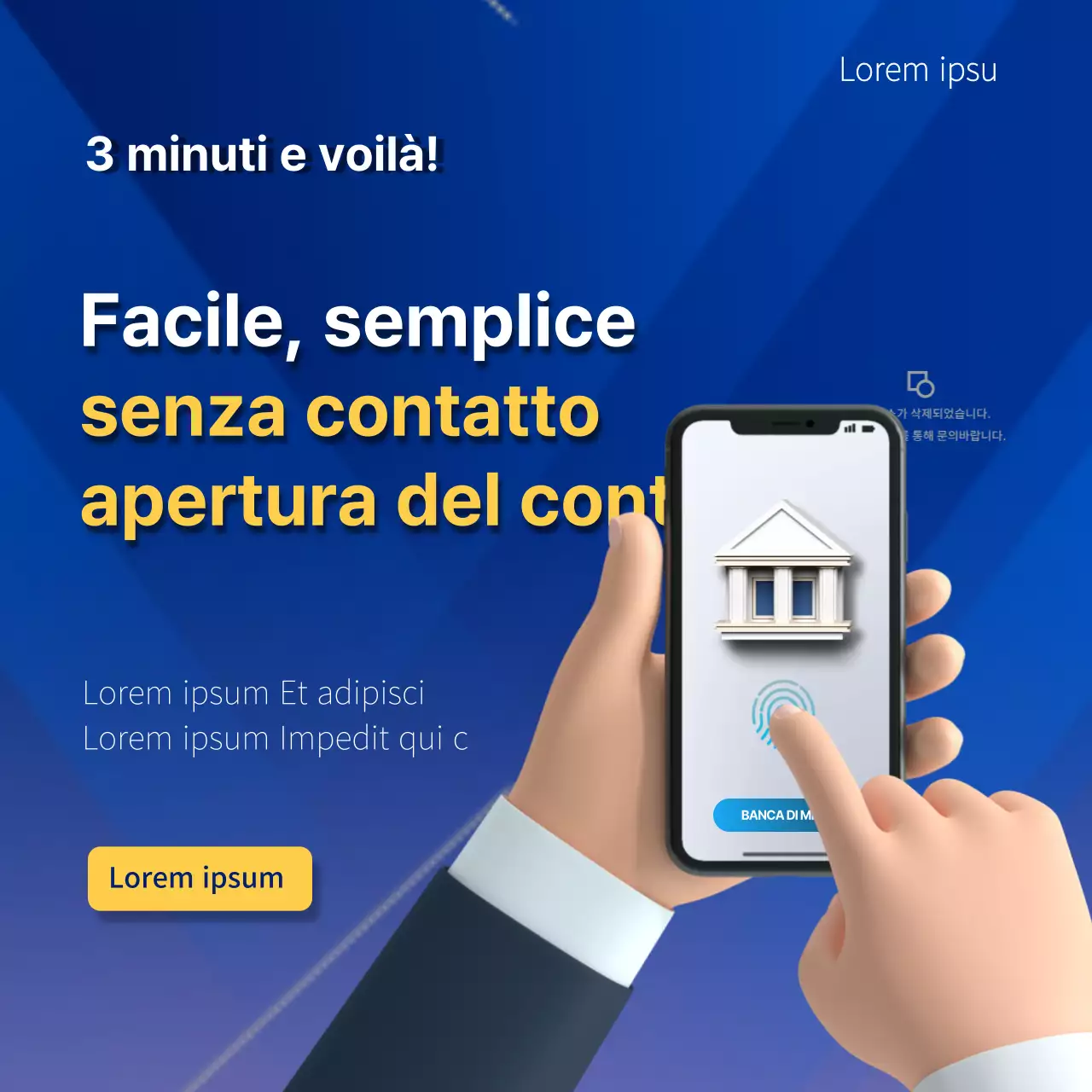 Apertura del conto contactless blu e giallo