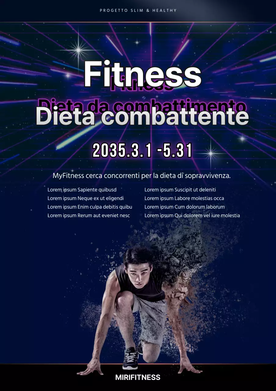 Guida all'evento della dieta del combattente per il fitness viola e della Marina