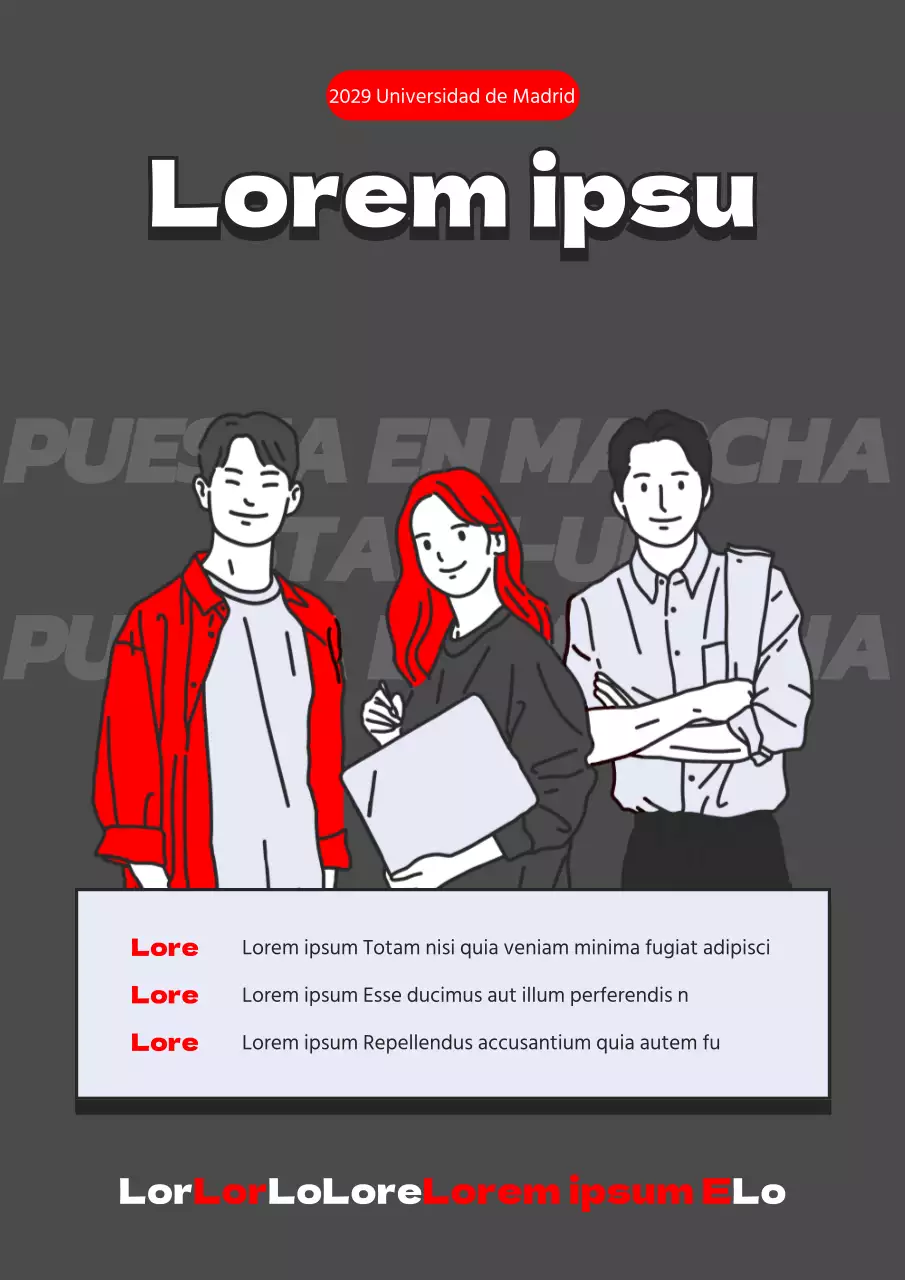 Concepto de ilustración lineal con tema monocromo de alto contraste gris-rojo para el reclutamiento de un club de emprendedores