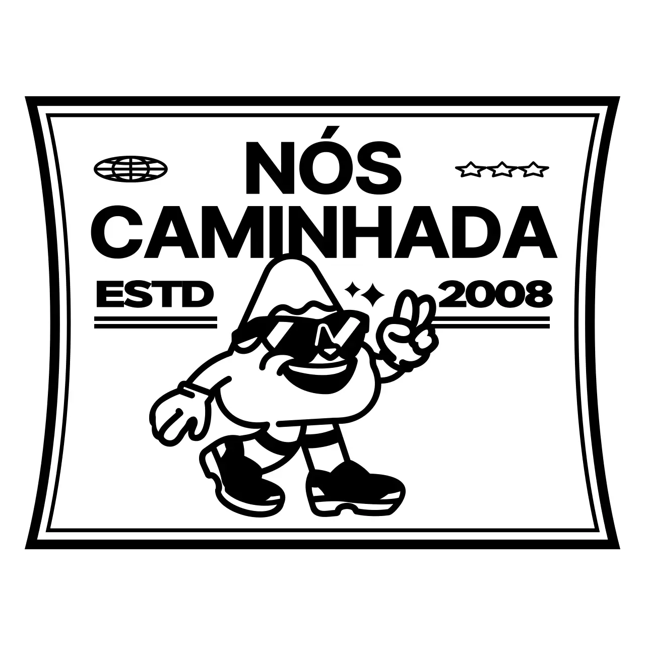Combinação de texto e caracteres de montanha bonitos e modernos em preto e branco Estilo de logótipo para promoção e merchandise de clube de montanha.