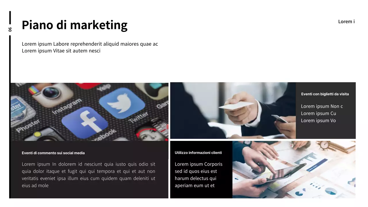 Relazione di pianificazione dello stand fieristico in bianco e nero