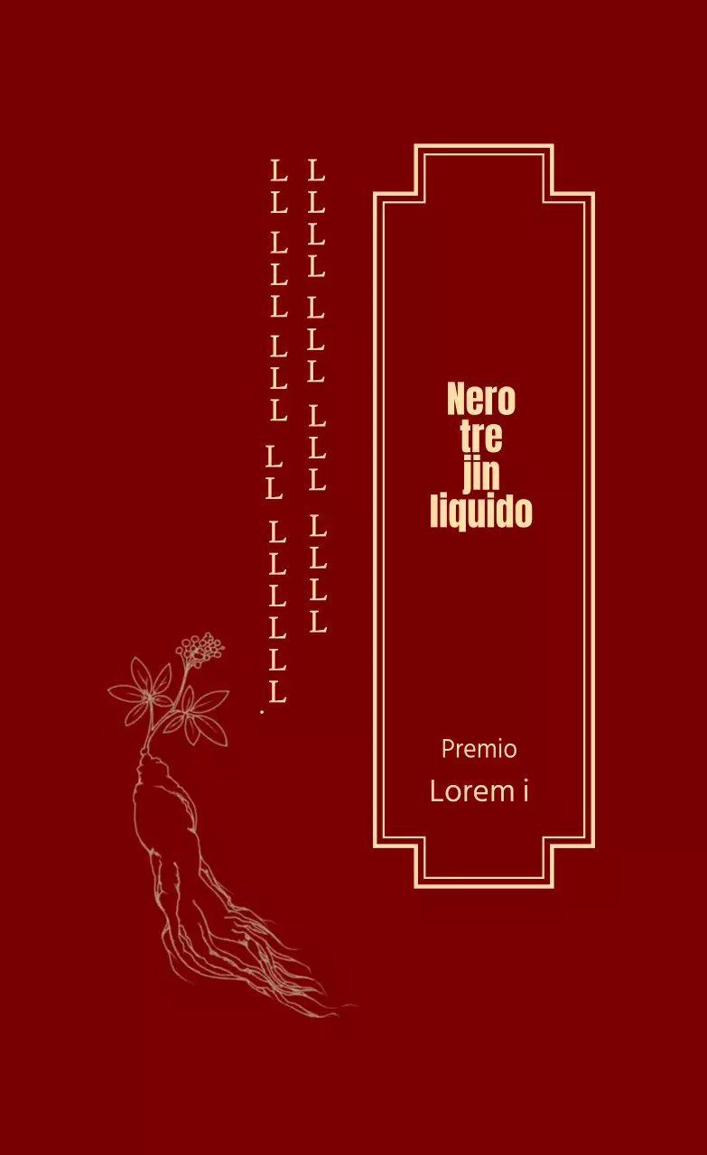 Etichetta del set regalo al ginseng illustrato rosso e giallo