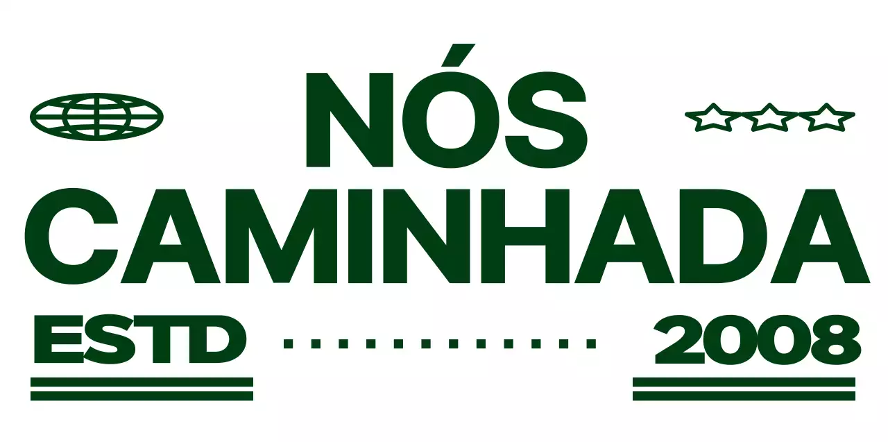 Combinação de texto e carácter de montanha, em verde e branco, para promoção e merchandise de um clube de montanha.