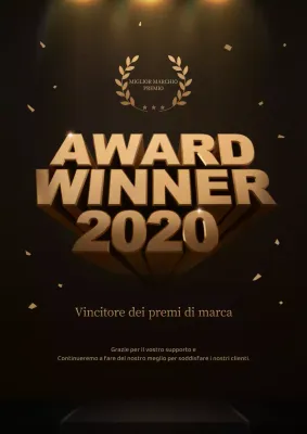 Festosa cerimonia di premiazione di fine anno con sfondo oro e nero