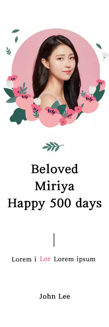 Banner de cartão de amor floral rosa