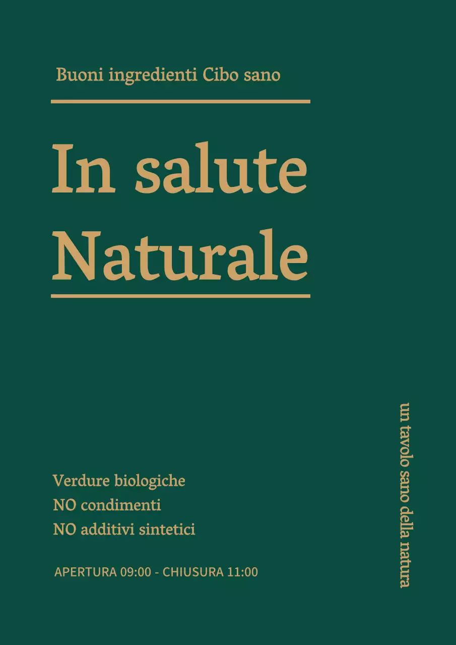 Promuovere la creazione di pasti sani con un testo pulito in verde e oro