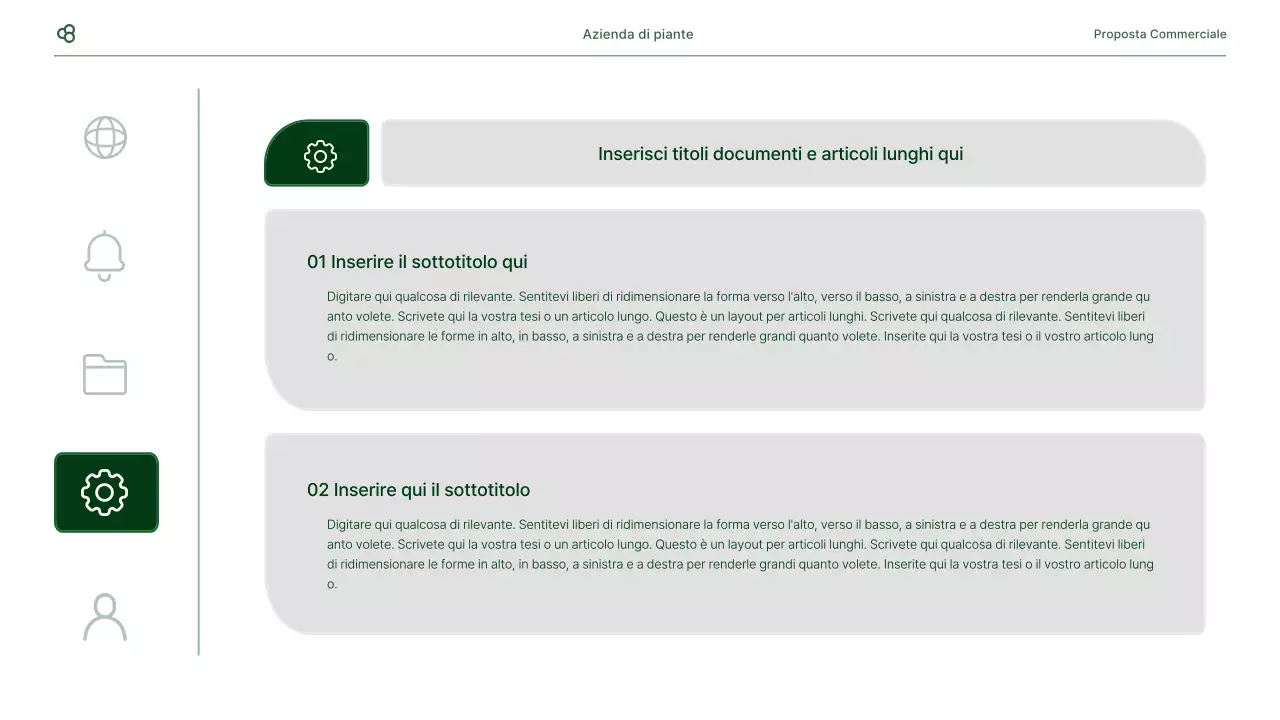 Proposta di business in bianco e verde concetto di foglia naturale