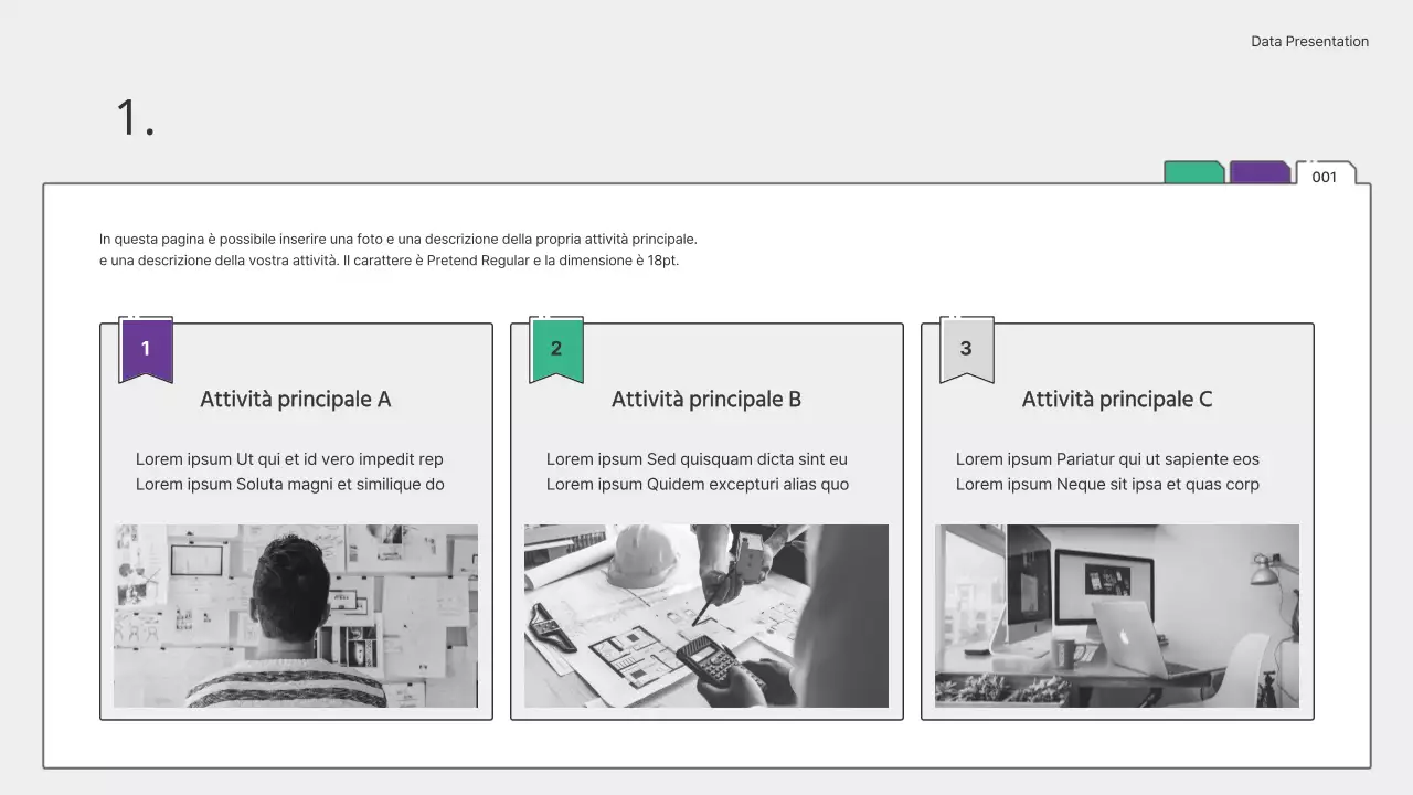 Grafici e infografiche semplici di colore verde e viola