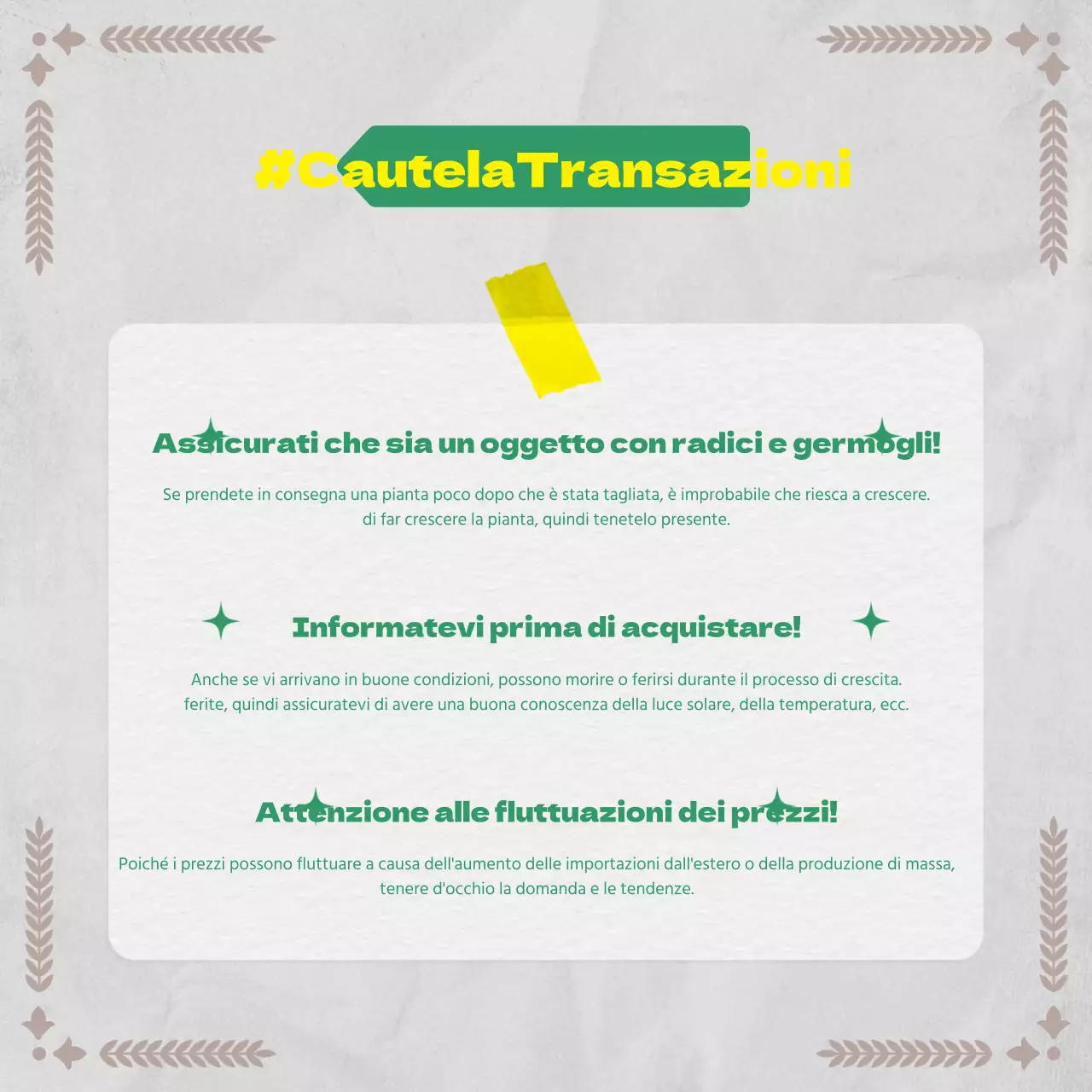 Informazioni botaniche in un concetto di carta vintage utilizzando i verdi e i grigi