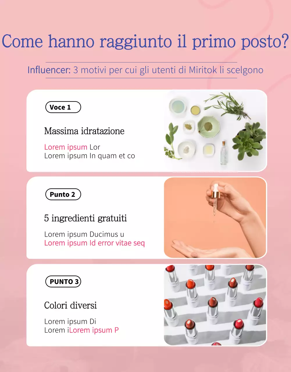 Pubblicità di cosmetici luminosi con rossetto rosa