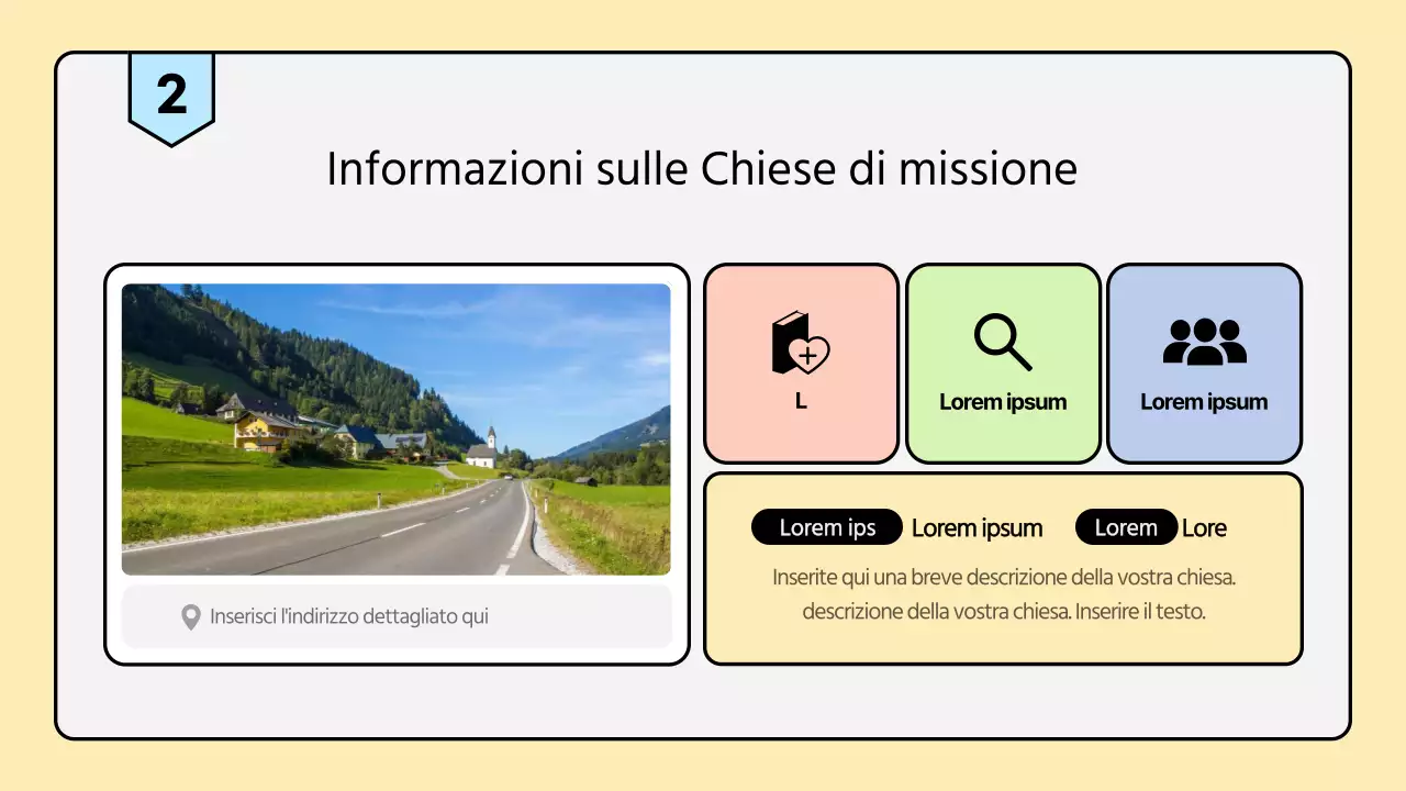 Un opuscolo per le missioni estive della chiesa pulito e dai colori pastello