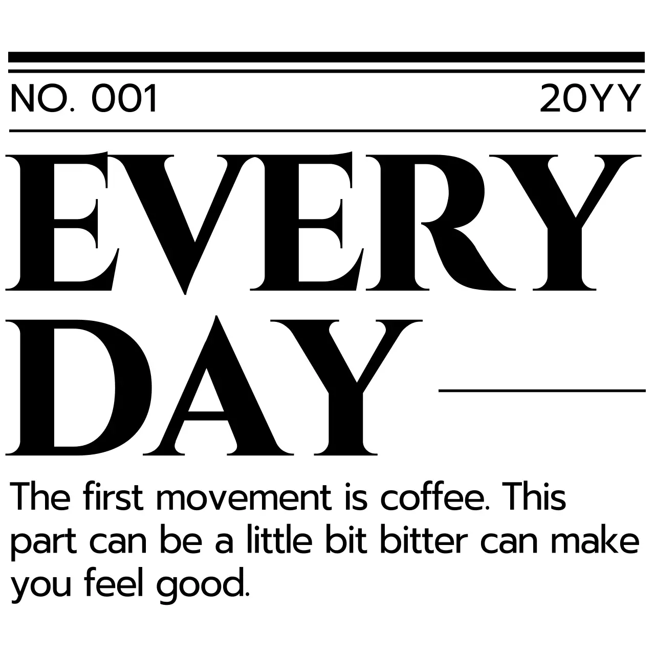 Simple, clean newspaper layout concept in black and white for personalized merchandise