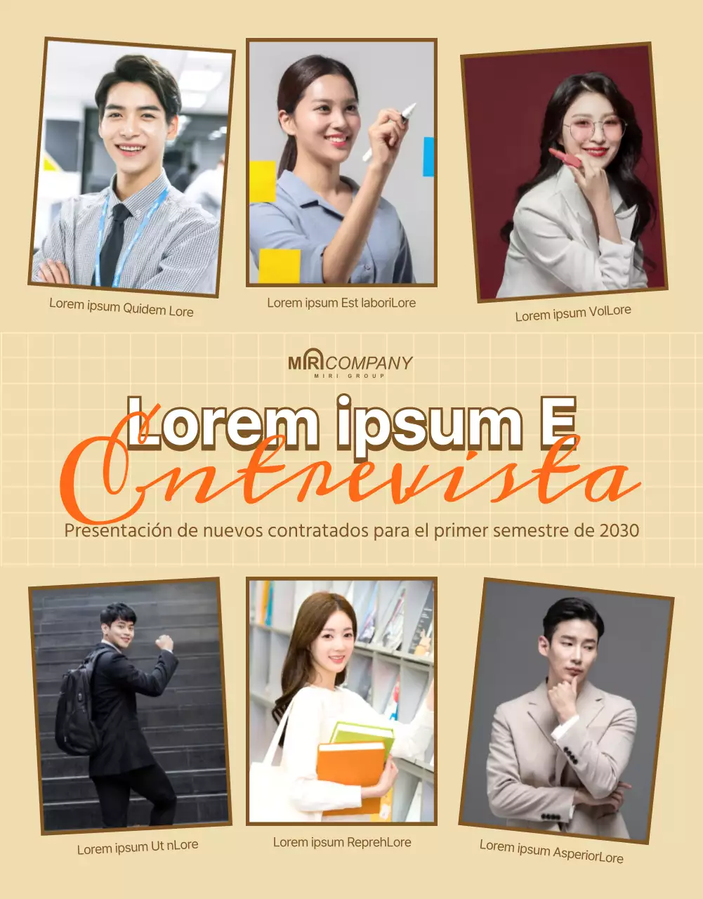 Una entrevista para un nuevo empleado con colores beige y naranja relajantes