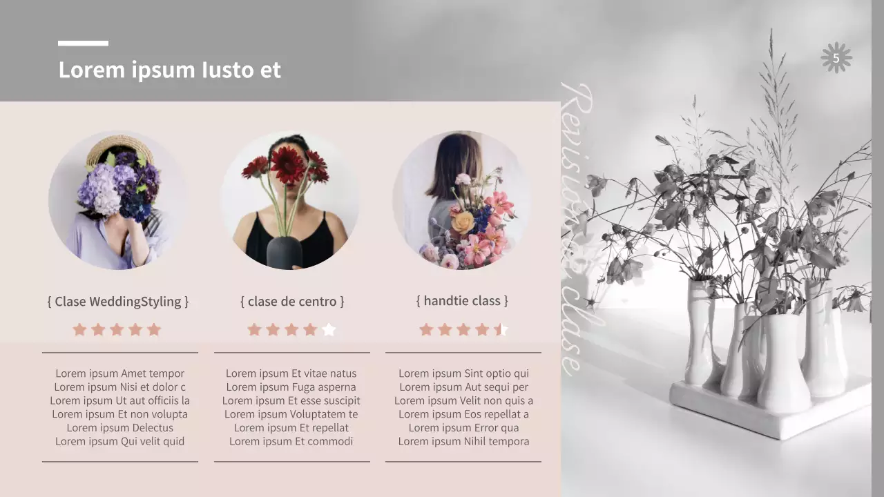 Guía de las flores grises y rosas clase de un día