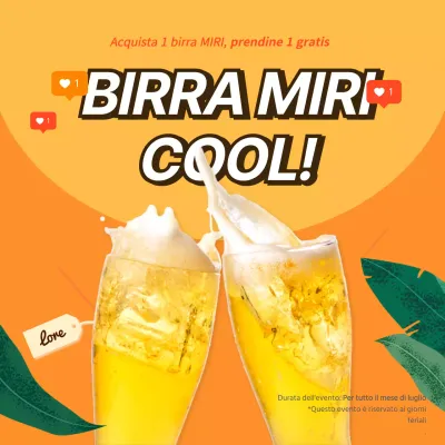 Evento birra con petardi su sfondo giallo