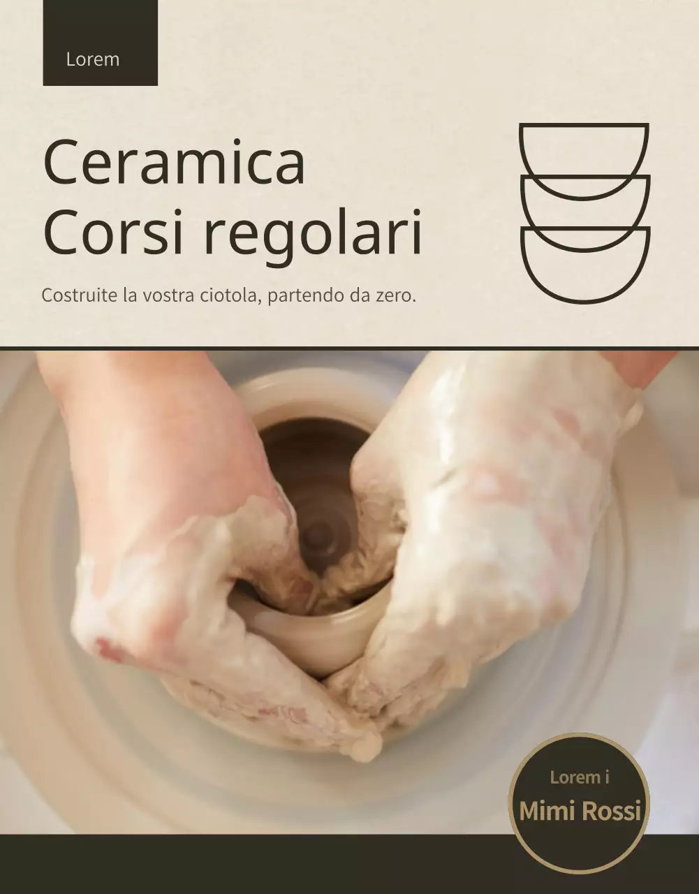 Corso di ceramica di un giorno con tante cornici per foto beige