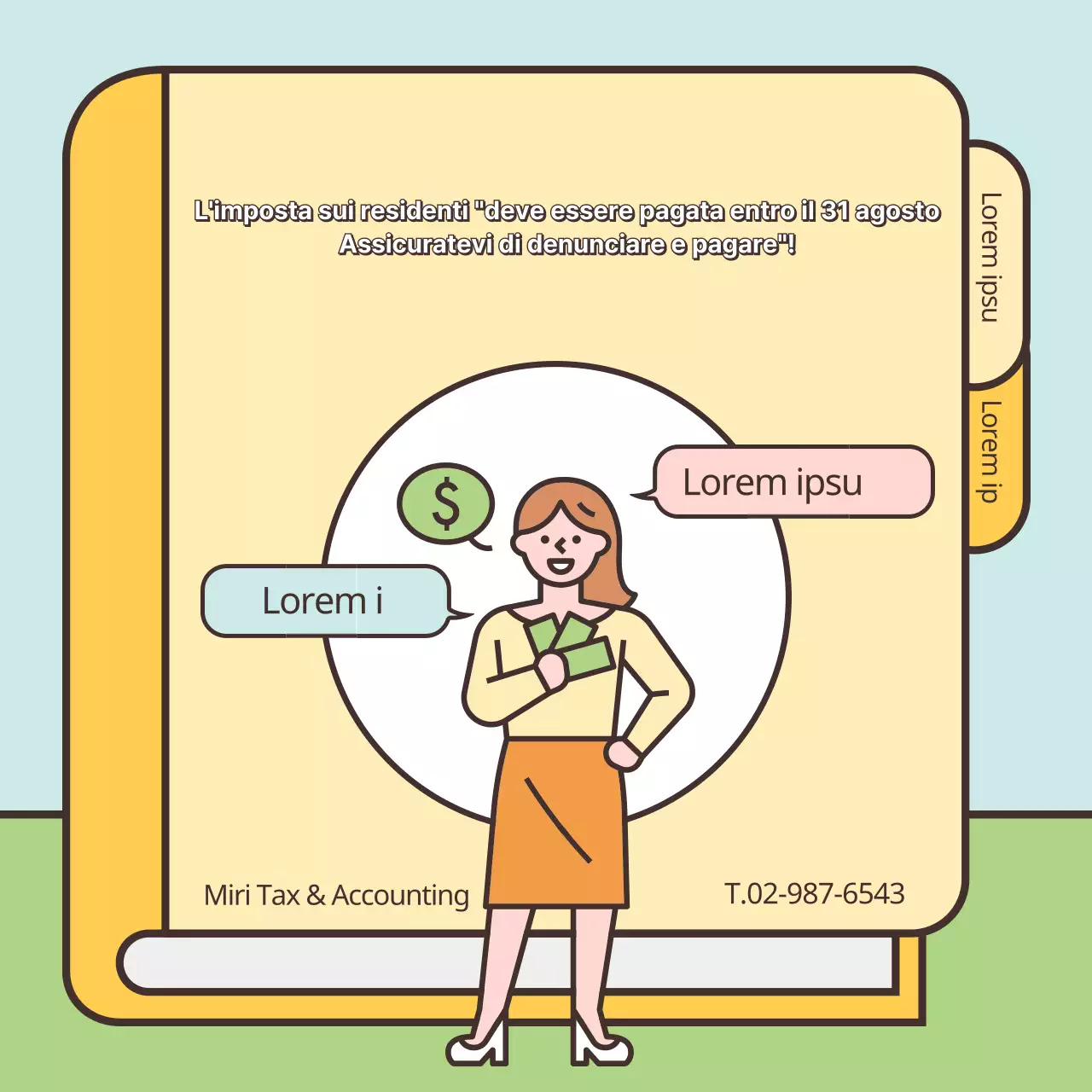 Evidenziare simpatiche illustrazioni pastello Pagare la dichiarazione dei redditi dei residenti