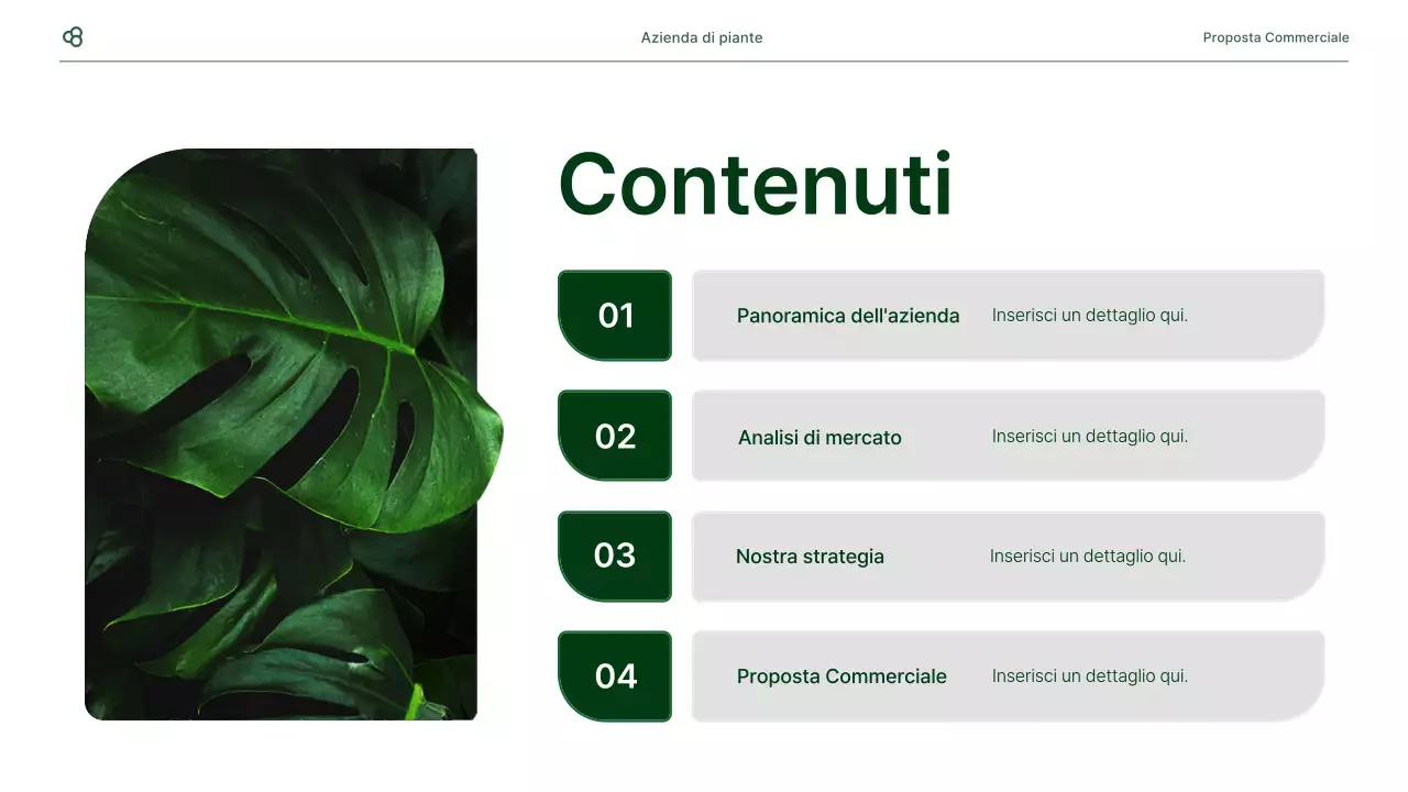 Proposta di business in bianco e verde concetto di foglia naturale