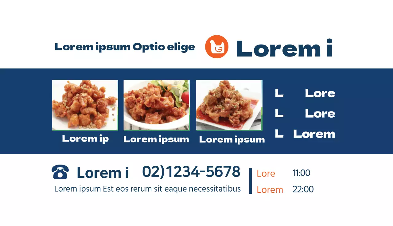 Arancione Blu Logo FotoRistorante in evidenza Pollo Gangjeong