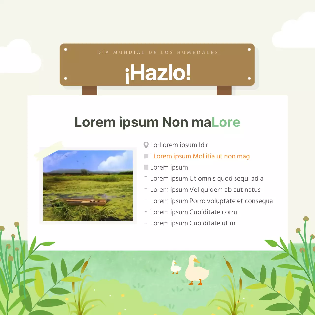 Tarjeta Ducasse del Día Mundial de los HumedalesDiseño de noticias