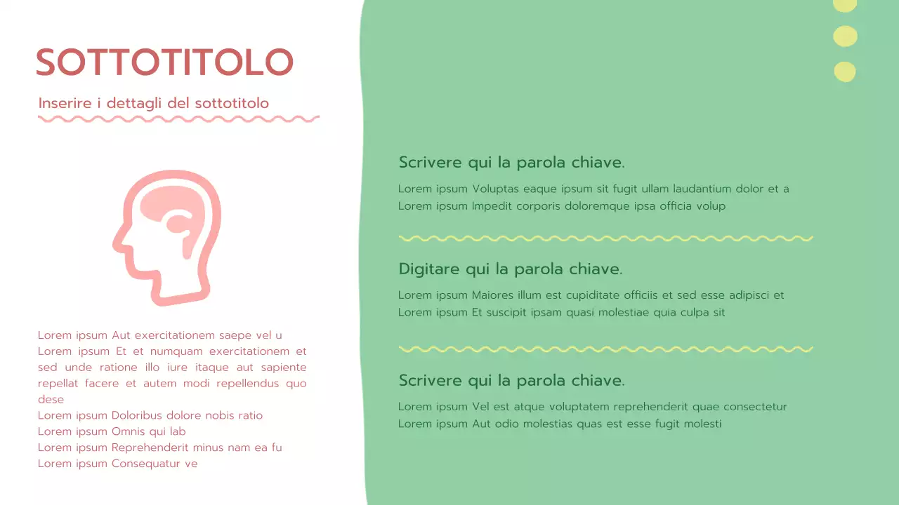 Una presentazione verde fresca e arrotondata della psicologia