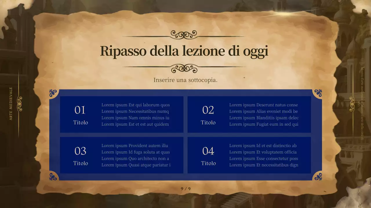 Arte medievale incorniciata in marrone per un look di classe nei materiali promozionali