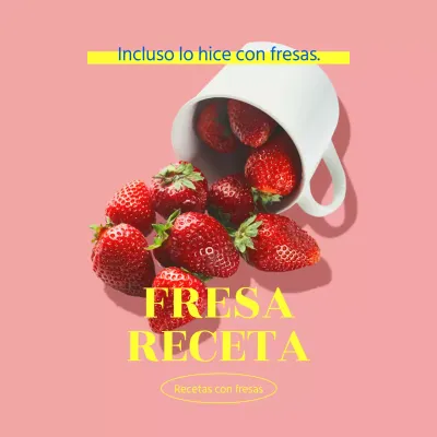 Una colección de recetas de fresas con toques rosas y amarillos